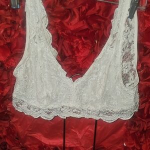 Avid Love Women'a Lace Plunge Bralette - Off White Size 16
